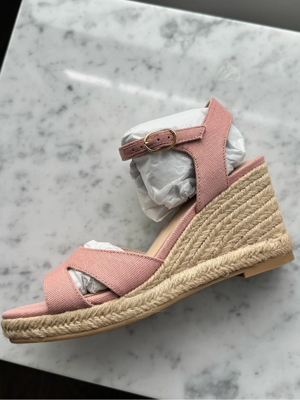 Brand New Stuart Weitzman Blush Pink Espadrille Wedge Sandals - Picture 3 of 3